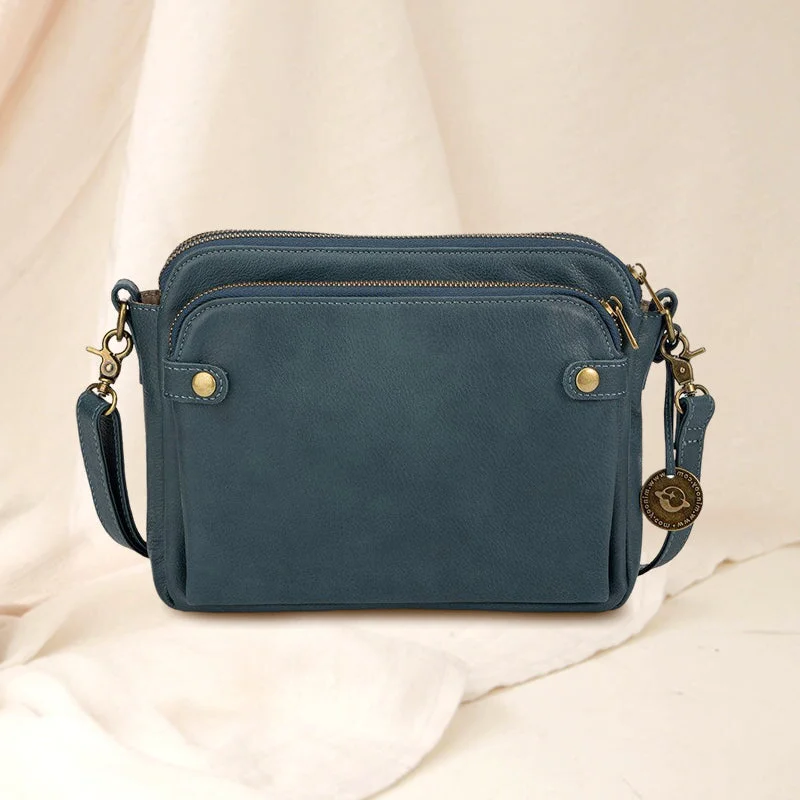 Three-Layer Crossbody Leather Shoulder Bag & Clutch