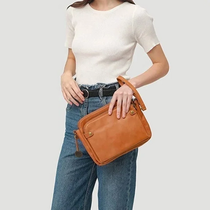 Three-Layer Crossbody Leather Shoulder Bag & Clutch